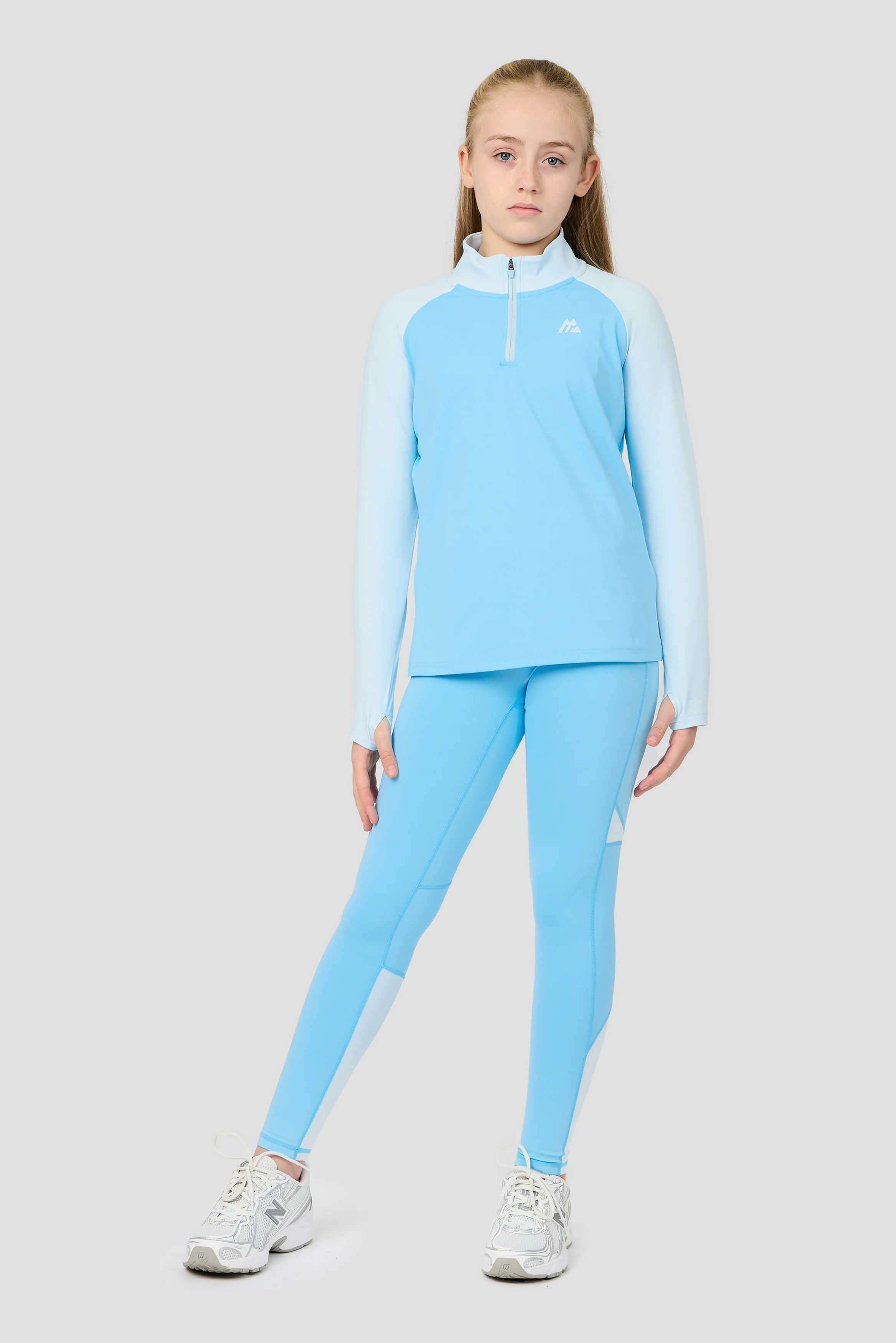 Girls Dash 1/4 Zip - Seashell Blue/Misty Blue - Image 6