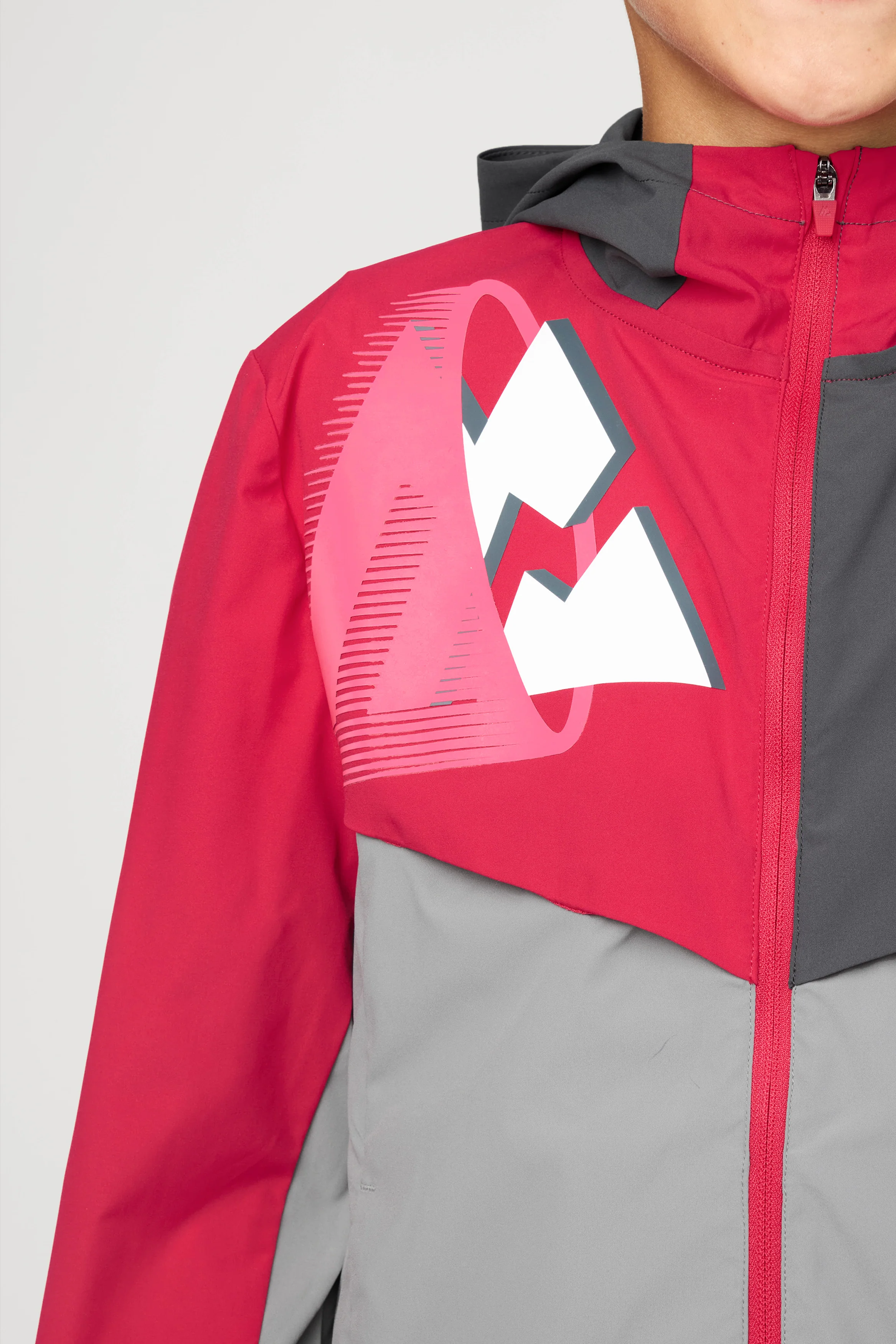 Boys MTX Run Jacket - Platinum Grey/Slate Grey/Pomegranate - Image 3
