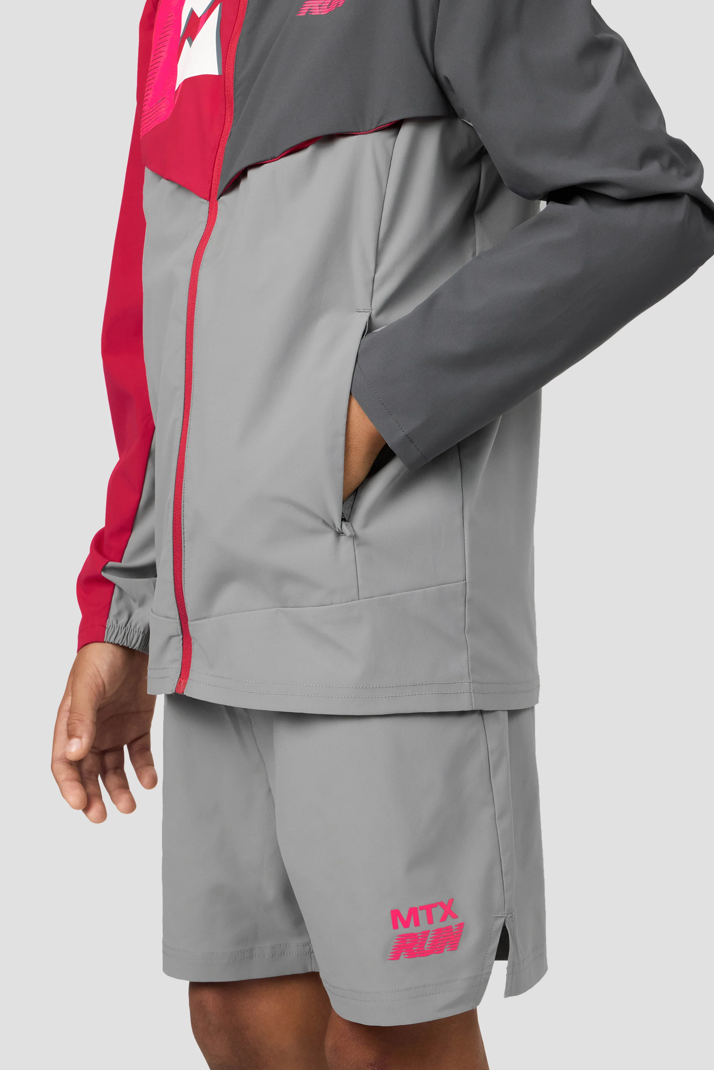 Boys MTX Run Jacket - Platinum Grey/Slate Grey/Pomegranate - Image 4