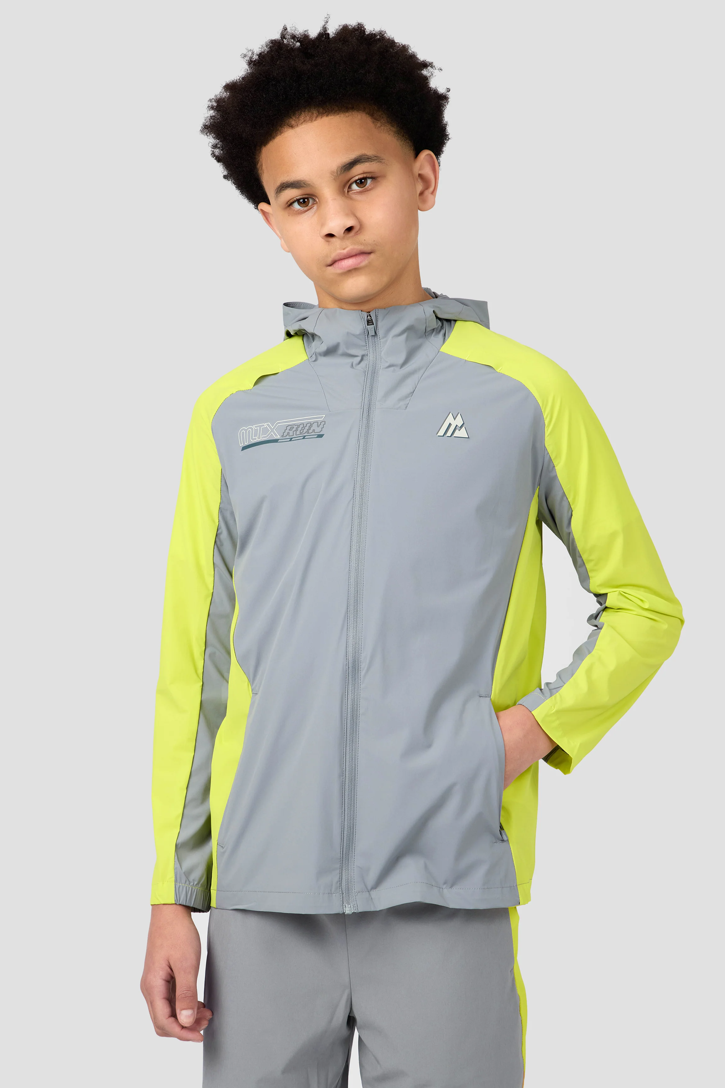 Boys MTX Run Turbo Jacket - Platinum Grey/Electric Lime