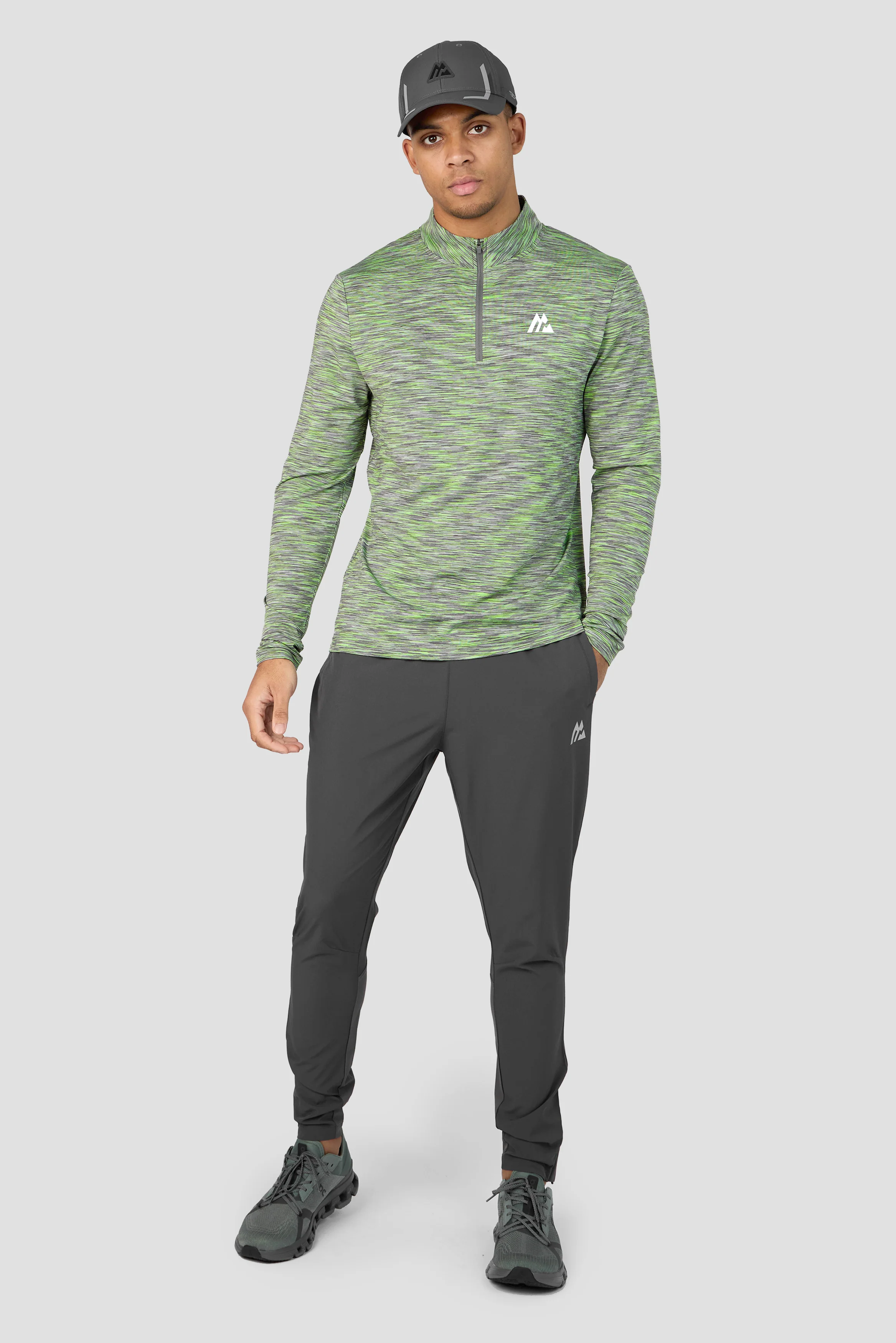 Trail 1/4 Zip - Grey/Neon Green - Image 4