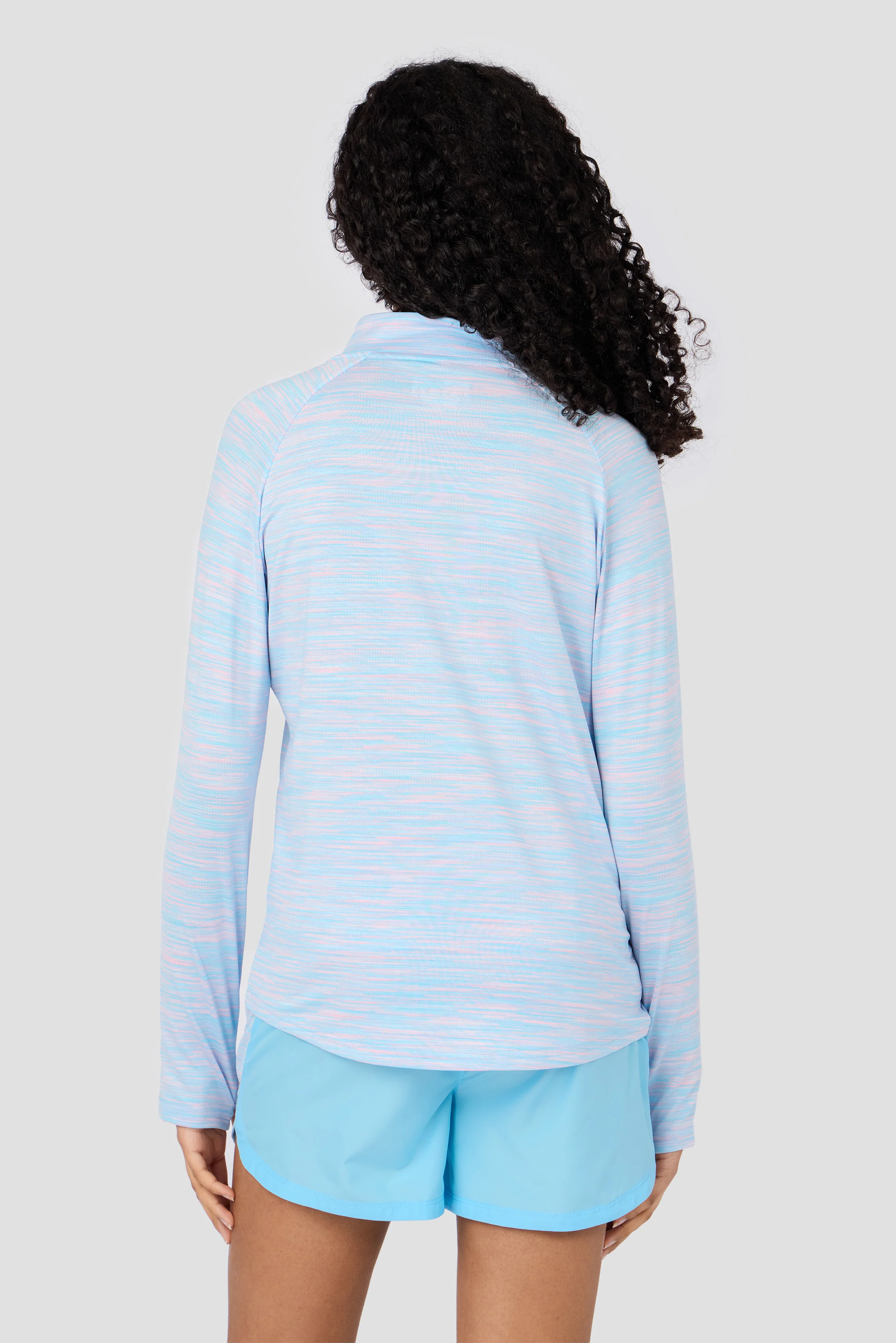 Girls Trail 1/4 Zip - Light Blue/Pink - Image 2