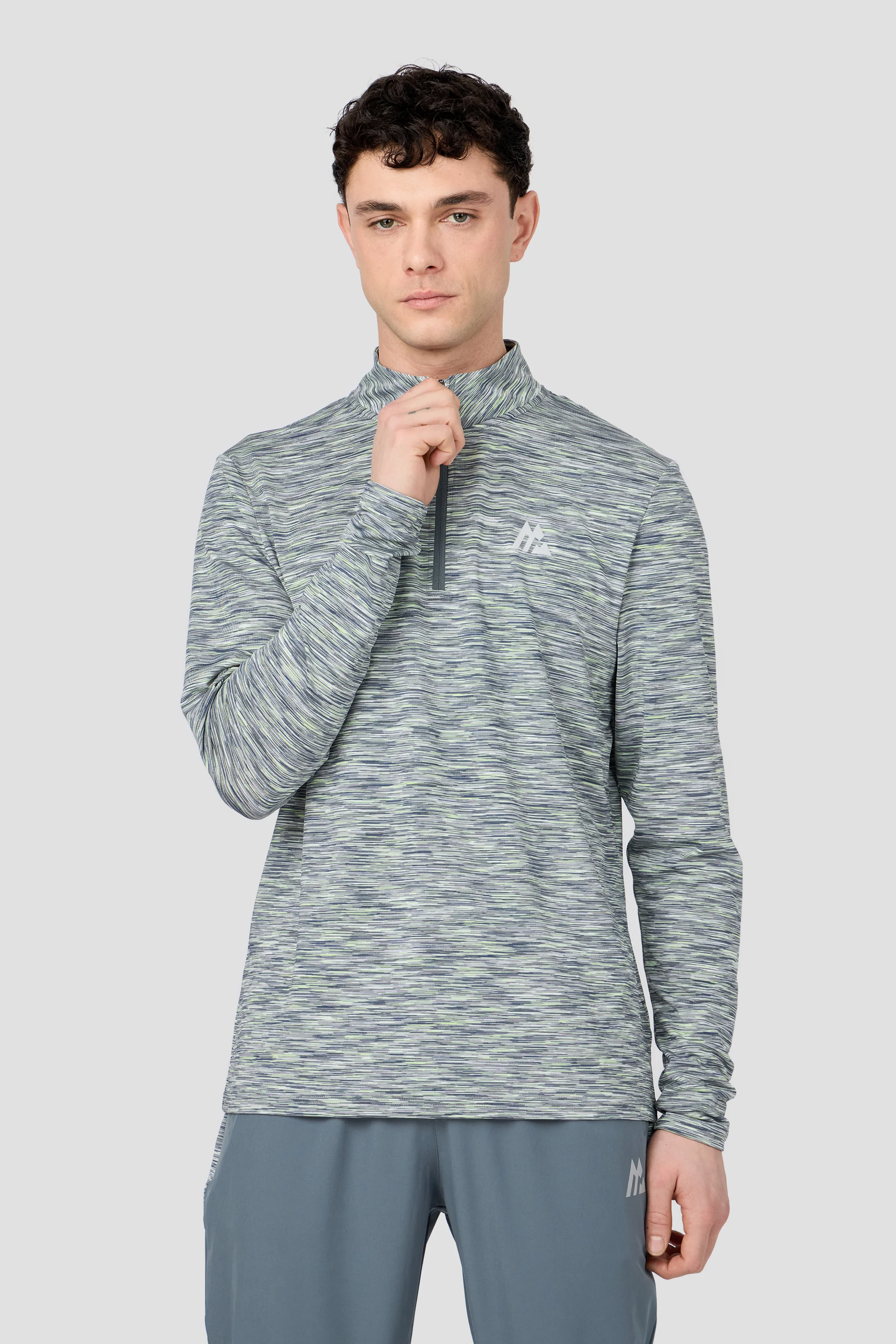 Trail 1/4 Zip - Grey/Green/White