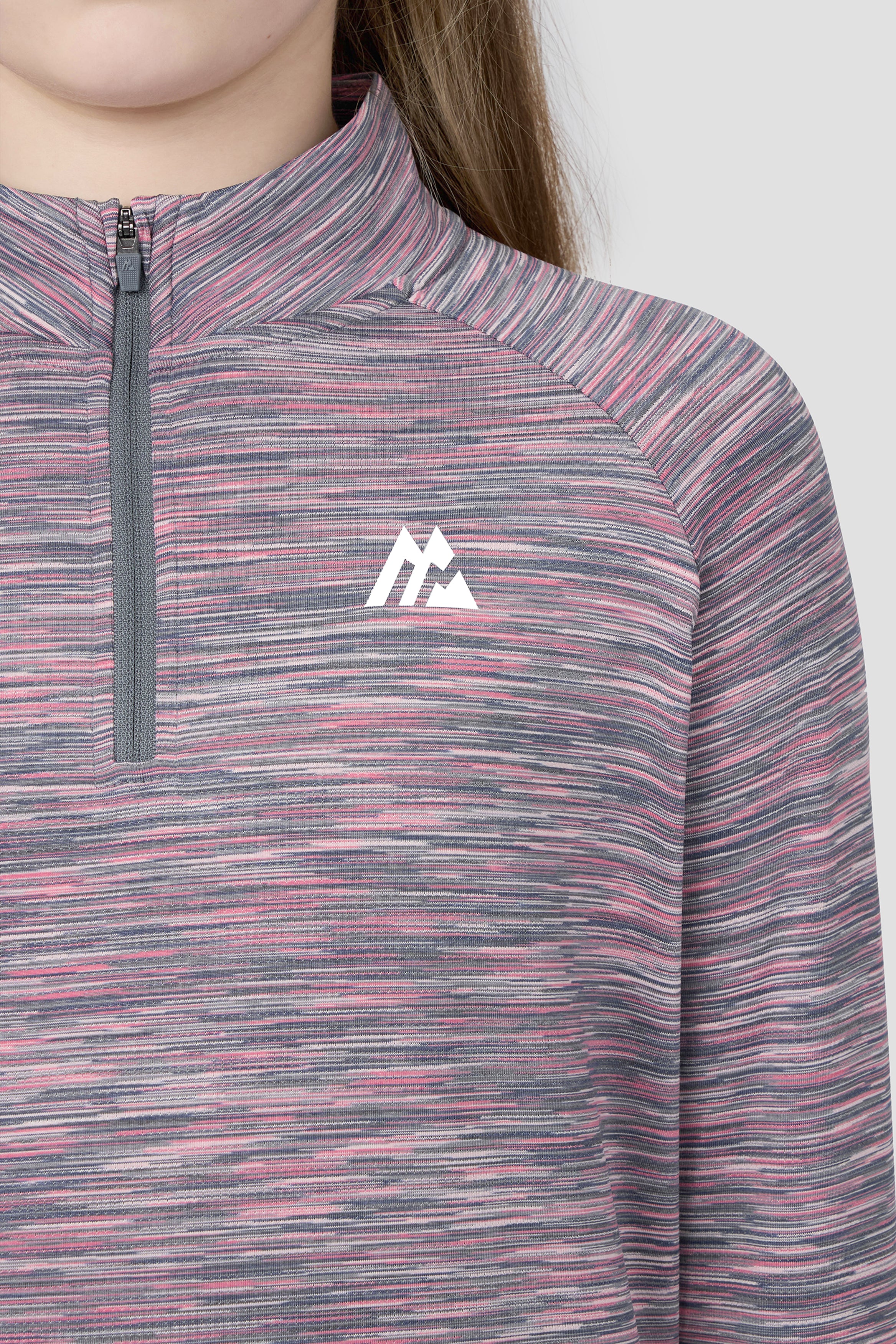 Girls Trail 1/4 Zip - Grey Multi/Pink - Image 3
