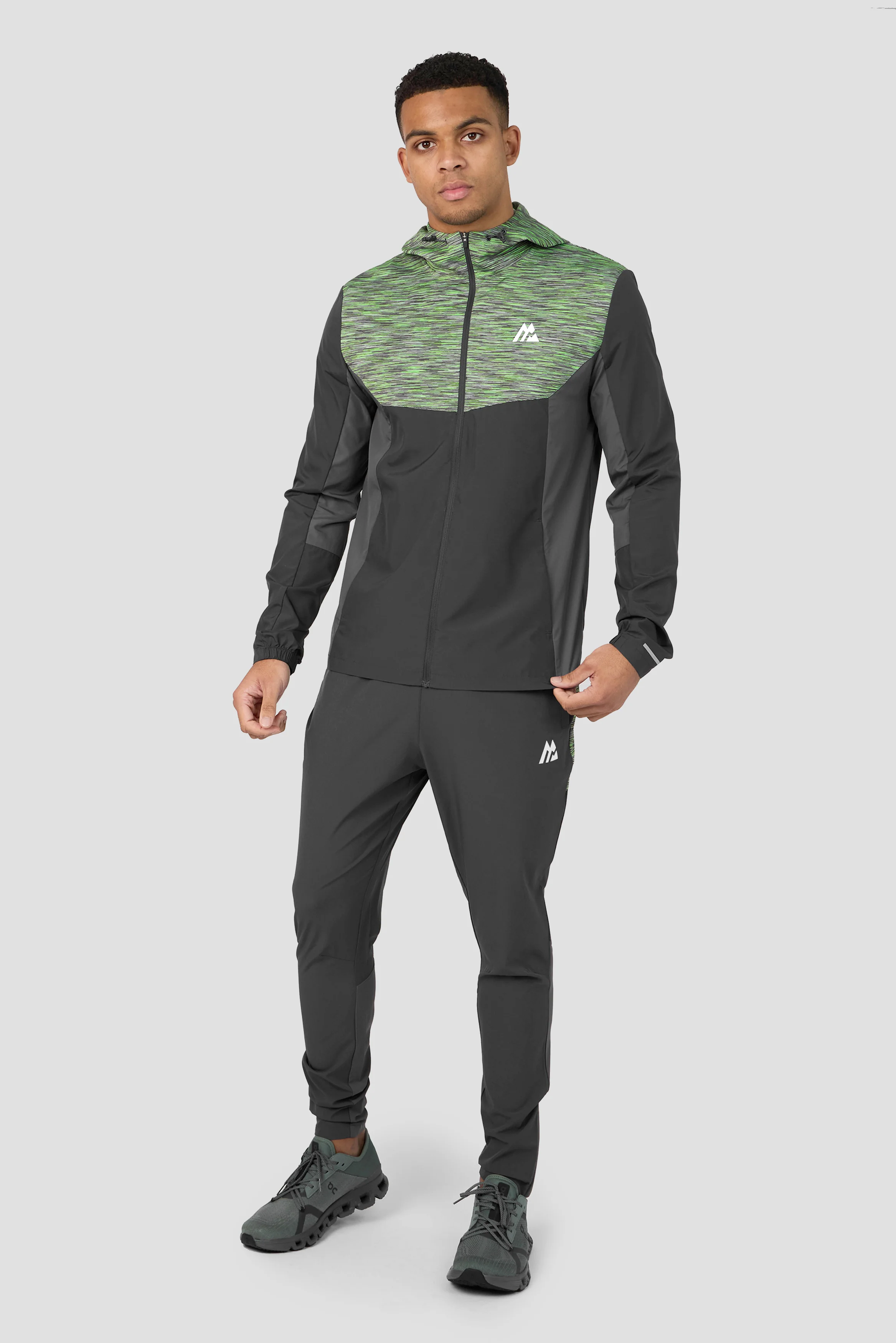 Trail Panel Running Pant - Grey/Neon Green - Image 3