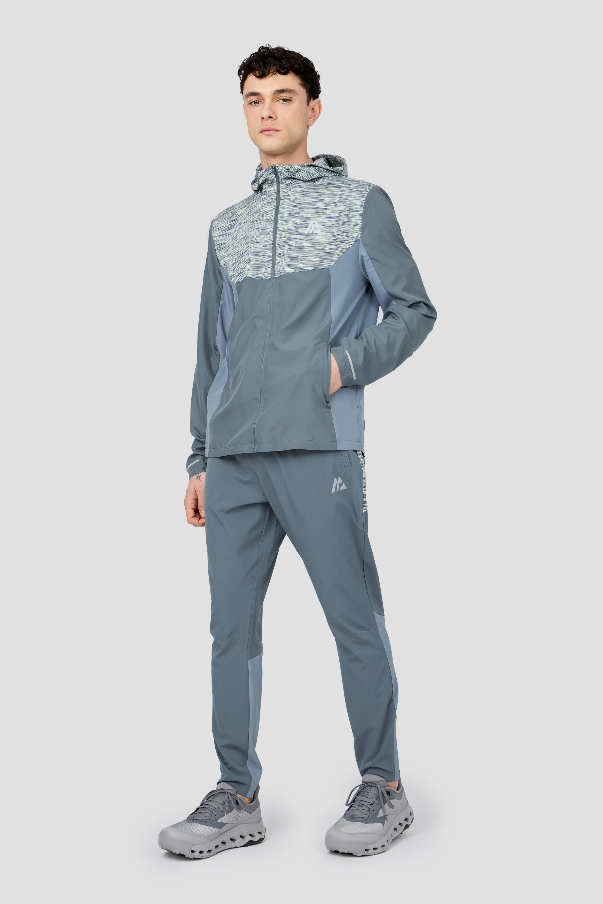 Trail Panel Running Pant - Grey/Green/White - Image 3