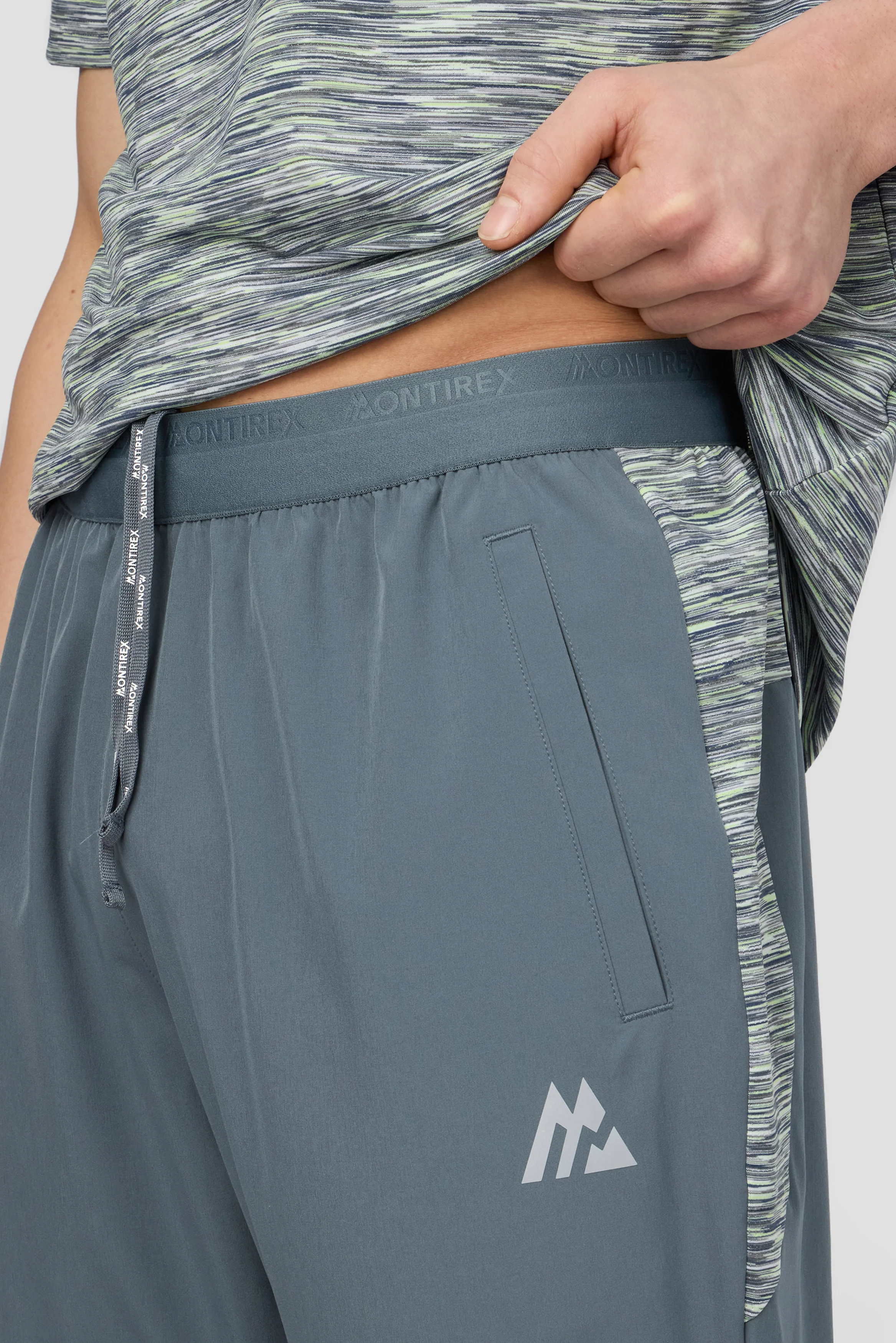 Trail Panel Running Pant - Grey/Green/White - Image 5