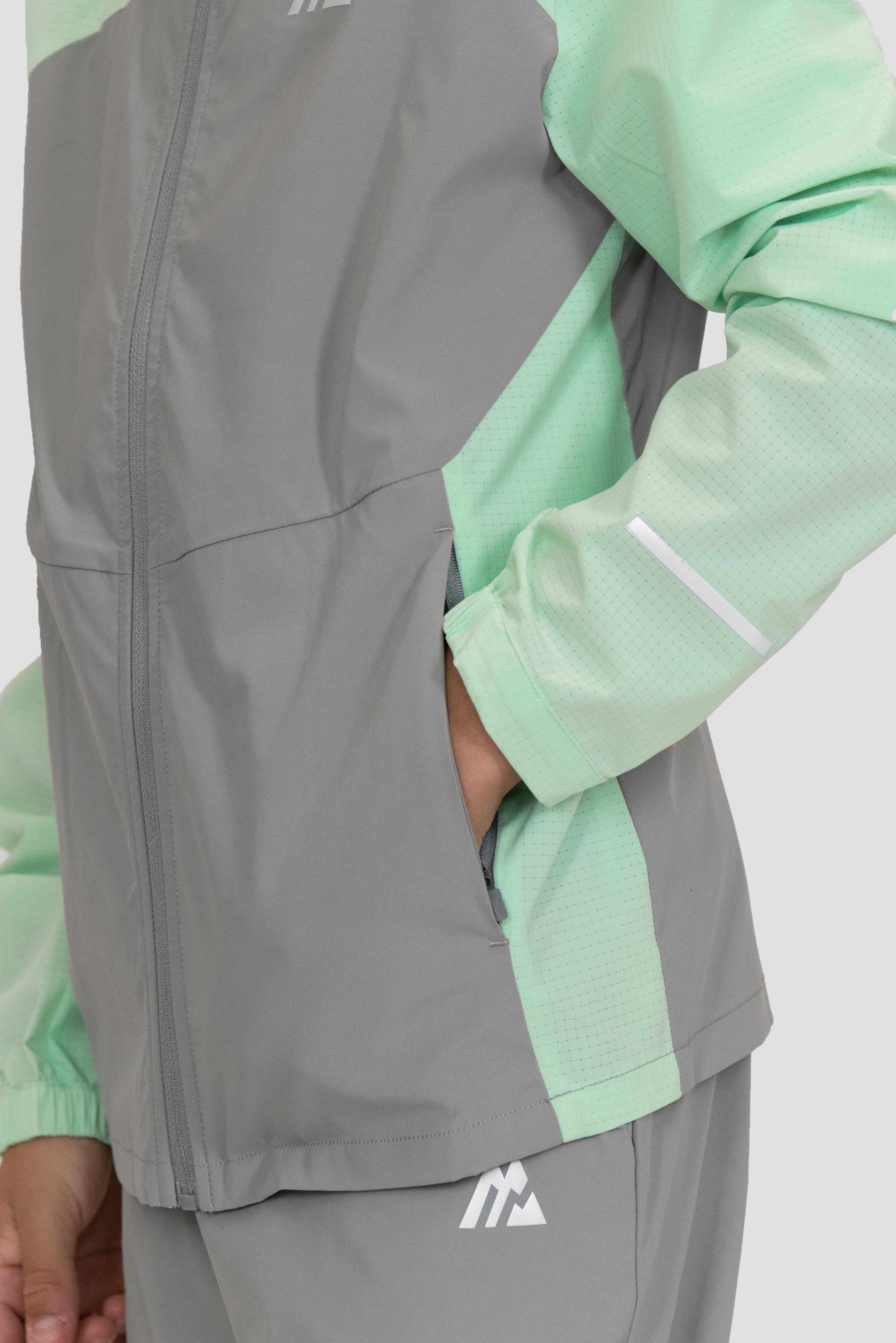 Boys Trek Tech Jacket - Sea Foam/Platinum Grey - Image 6